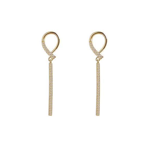 Novah Gold Crystal Stick Dangle Earrings 1-M-2-026 - Picture 1 of 4